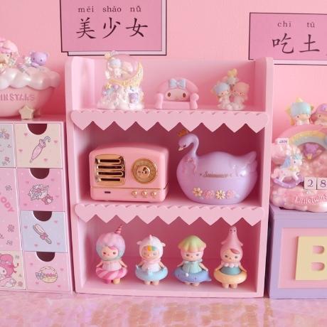 진열장 보관함 소품 선반 귀여운 핑크 거치대 피규어 장식장 진열대