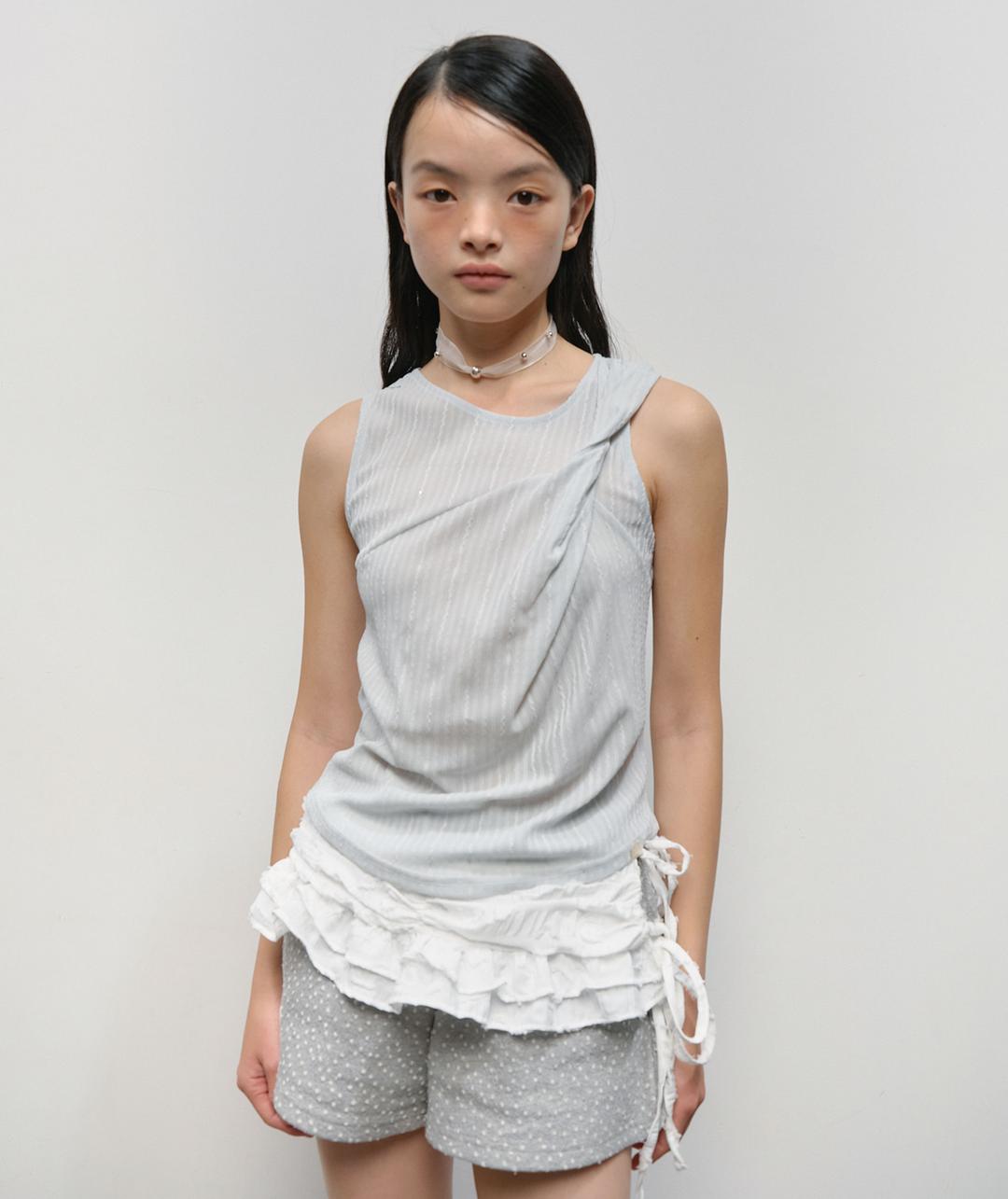 Twisted Sleeveless Top [Sky Blue]