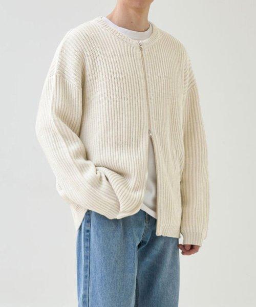 2WAY 미니멀 집업 니트 (IVORY)