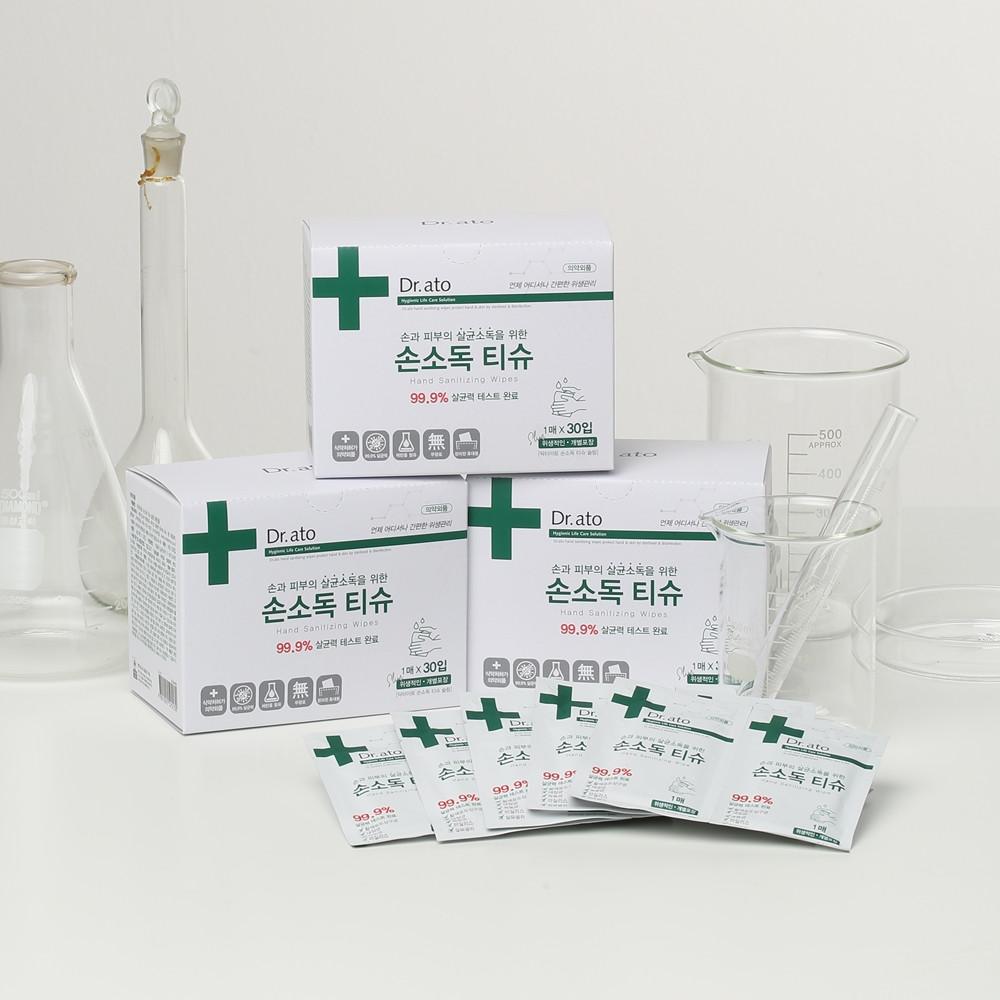 닥터아토 바이러스 살균 손소독티슈 슬림 1매(30입)X3박스