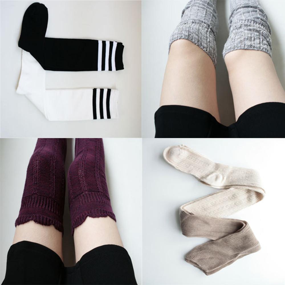 여성 오버니삭스 니삭스 반 스타킹 봄 가을 겨울 반장 롱 양말