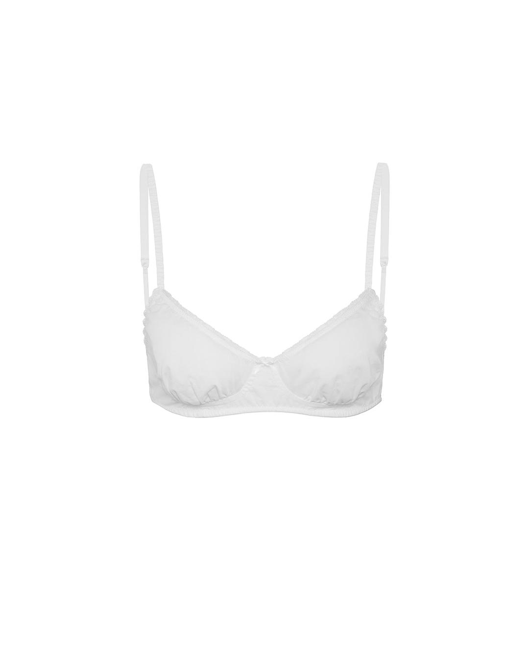 The Voile Bra: Cotton Voile White - White / XXS