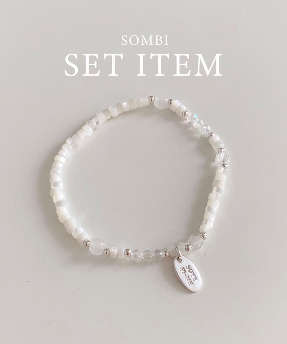 [세트할인/SOMBI] 퓨어 화이트 자개 팔찌&발찌 세트