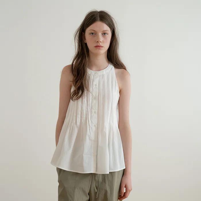 [1차 리오더] Pintuck halter neck blouse