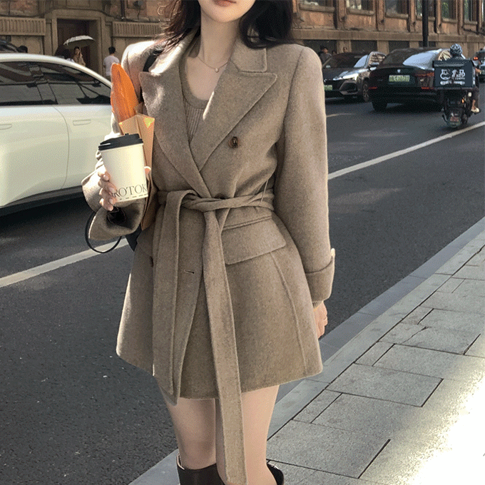 히니크 [자체제작] 2ver. 아르노 캐시미어10 울72 카라 벨티드 핸드메이드 코트 (숏/롱) -4 color