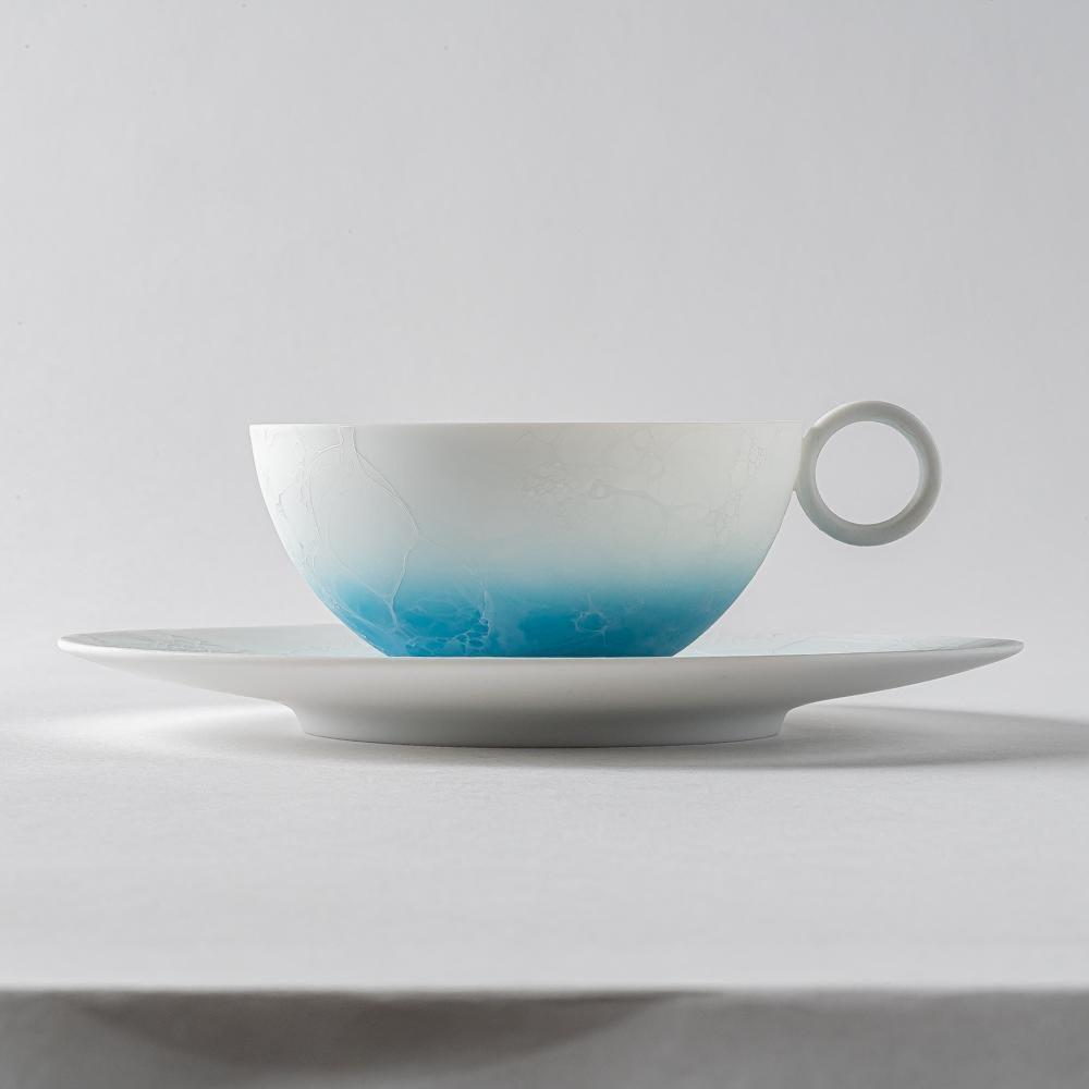 아리타 Yamahei Awa 시리즈 Eggshell C/S Blue 에그쉘 티컵 앤 소서