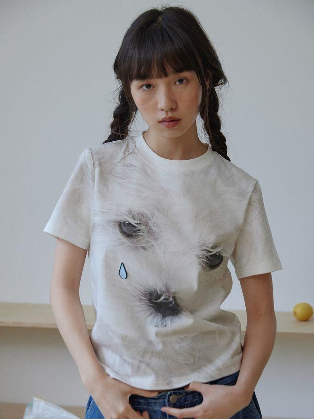 [ODD MAKER] Dog Print T-Shirt