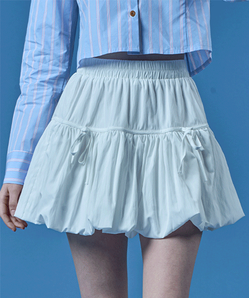 콜릿 [🌷카리나,하츠투하츠 스텔라, 주은 착용🌷] 벌룬 리본 플레어 밴딩 미니스커트 치마바지 [3colors]