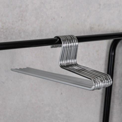 마와 논슬립 KH1 바지걸이 1단 옷걸이, 실버, 10개