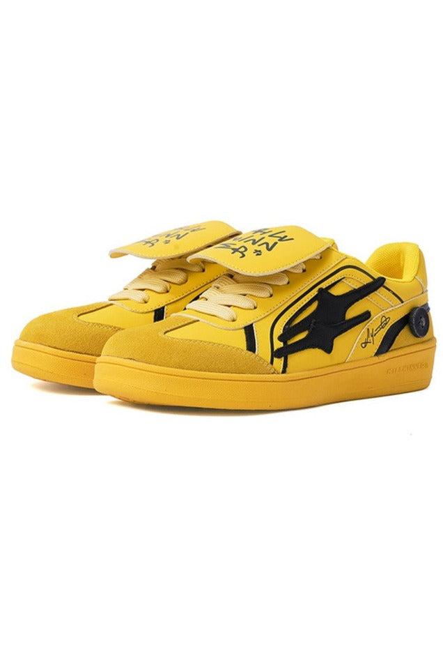Yellow Velcro Court Sneakers with Black Logo