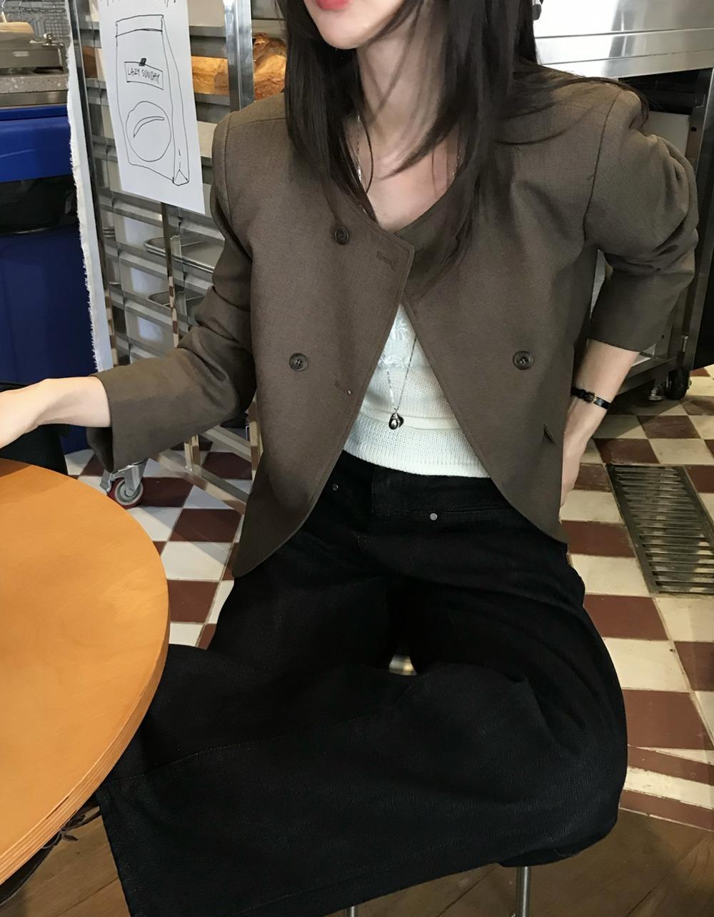 오브나인 커핀 노카라 더블 JACKET *7~10일 소요