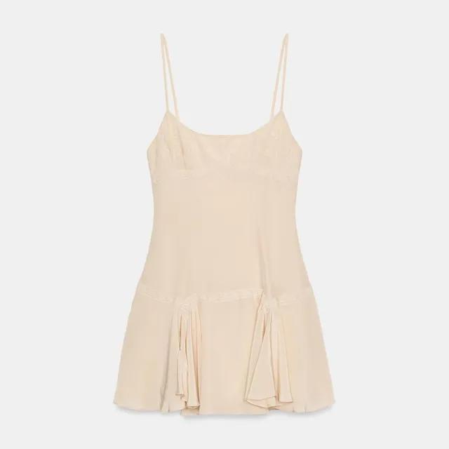 자라 레이스 자수 러플 헴 슬립 원피스 5107/301/696 PEACH