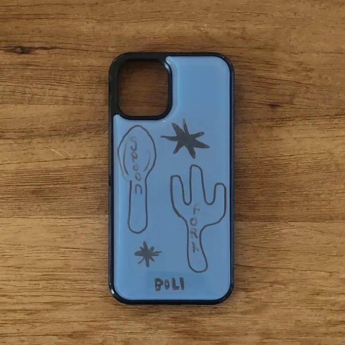 [아이폰 17시리즈]spoon N fork 002_blue epoxy phone case