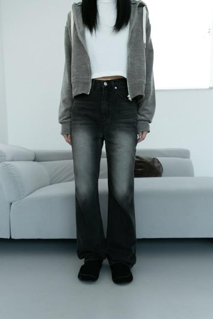 vintage washing black denim(S-M)