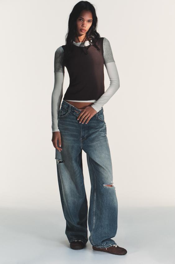 트리플 페이크 롱 슬리브 티셔츠