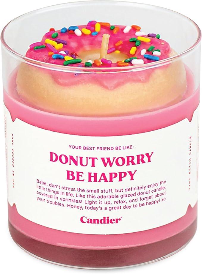 Donut Worry Scented Candle, Natural Soy Candle w/Strawberry, Cream Donut & Citrus Notes, Aromatherapy Candle for Relaxation, Unique Candles Gifts for Women, 60-Hour Burn Time - Candier by Ryan Porter