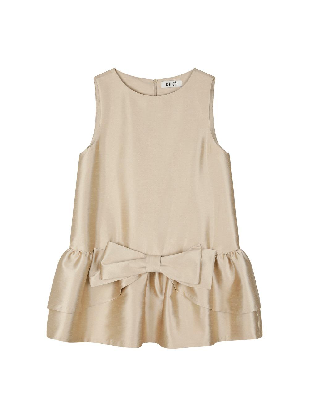 [2ND REORDER] FLARED RIBBON DRESS (GOLD BEIGE)