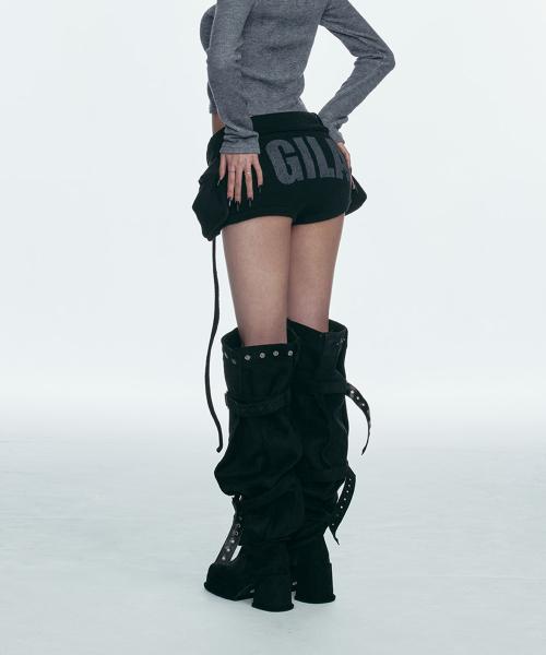 BOLD LOGO POCKET KNIT SHORTS_BLACK