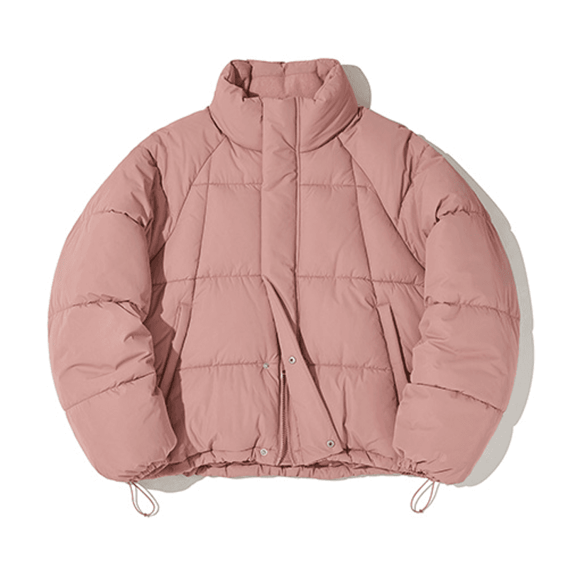 헤비 스퀘어 카라 숏 패딩_핑크