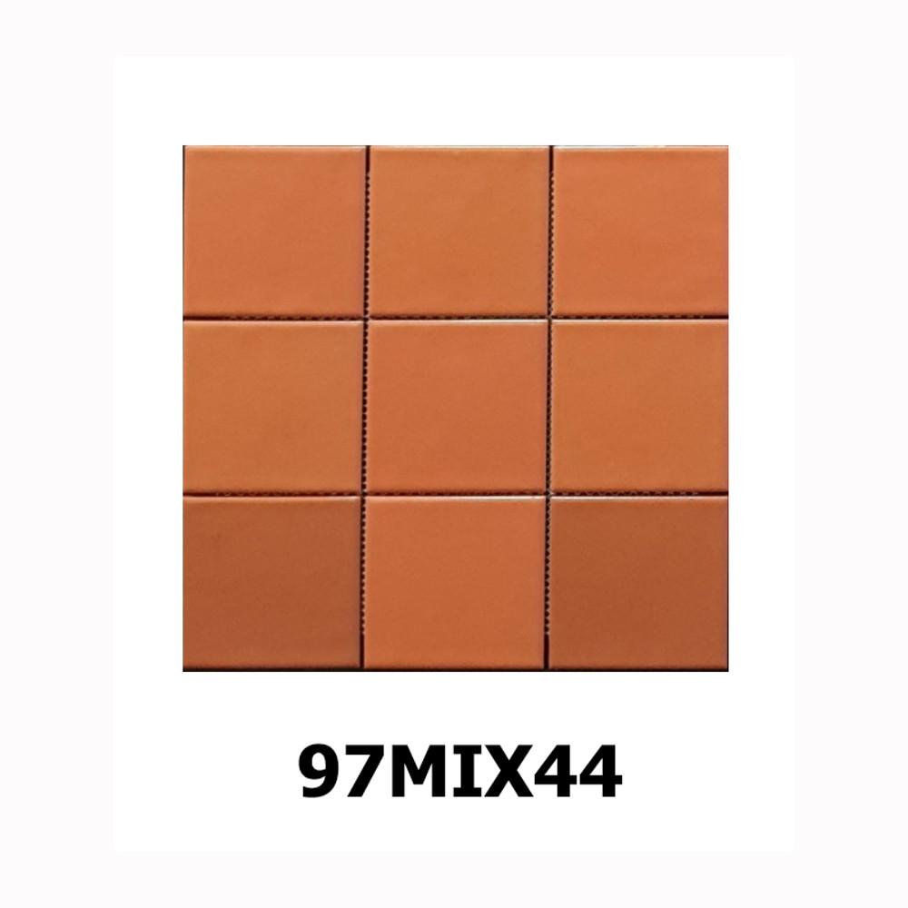 [AMBRA엠브라타일] 97MIX44 오렌지무광 97X97 사각모자이크 포세린타일 빈티지타일 웨이브 랜덤