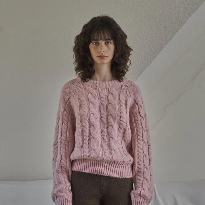 Robin cable knit_pink