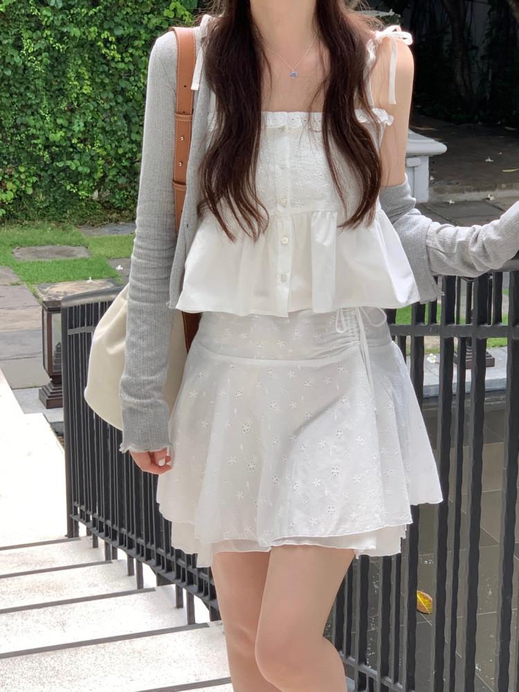 이프 셔링 리본 스커트