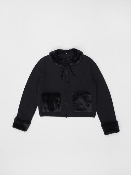 플러피 가디건 - 블랙