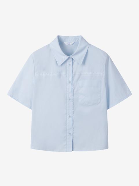 레이스 블록 오버핏 코튼 셔츠_C252MSC049