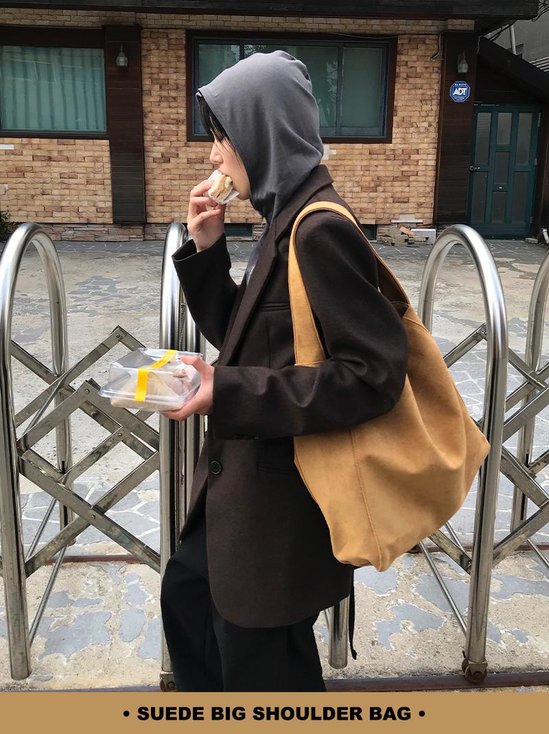 SUEDE BIG SHOULDER BAG (3color!)