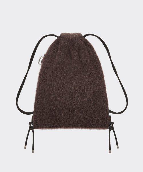 브러쉬드 알파카 니트 스트링 백팩_Brown