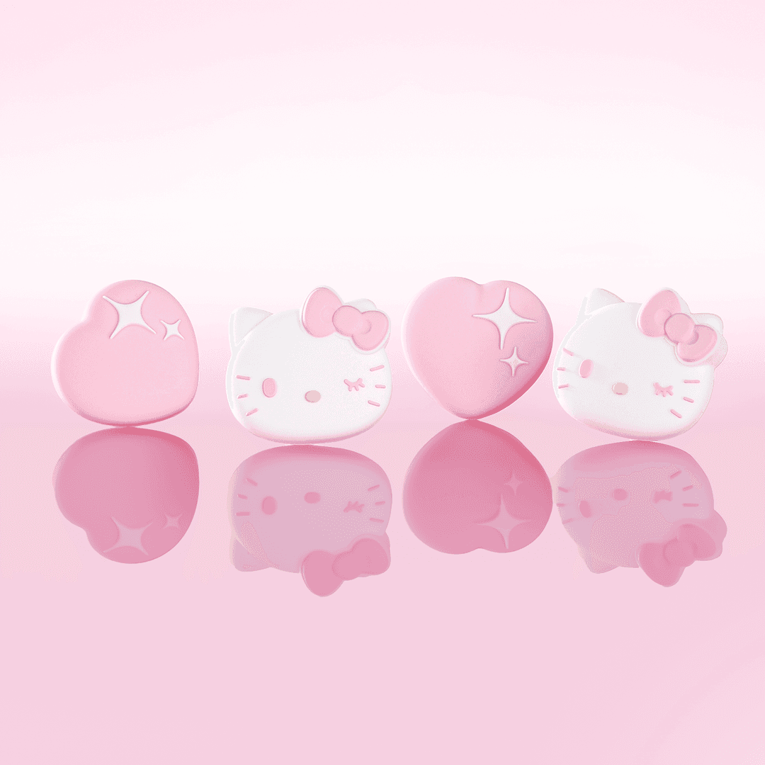 Hello Kitty Sparkling Silver Heart Collection for Switch 2 - Thumb Grip Caps