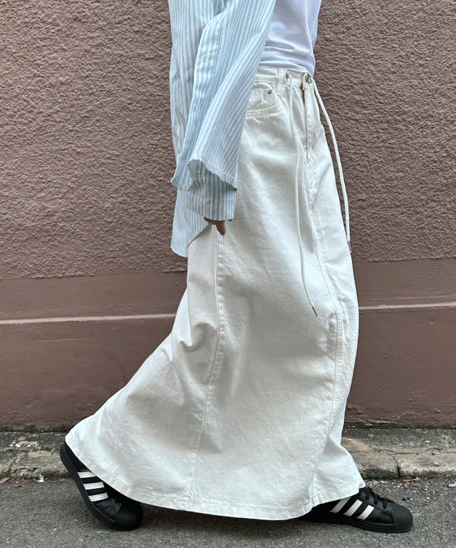 데일리쥬 [무료배송] 모노폴리 스트링 코튼 롱 스커트