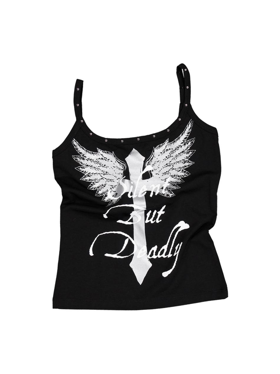 CROSS STUDDED SLEEVELESS / BLACK