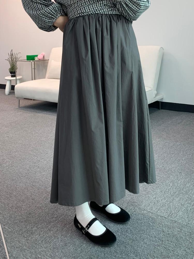 플로 주름 밴딩 롱 스커트 ( 3colors )