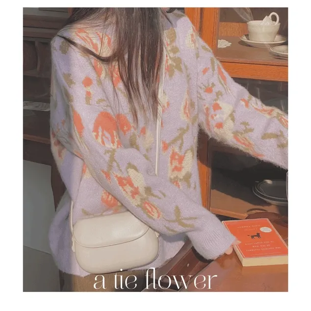 (당일출고🚀)e tie flower vintage knit