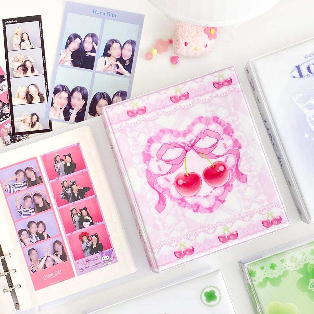 코코플래닛 인생네컷 앨범 접착식 콜렉트북 6공 바인더 체리하트