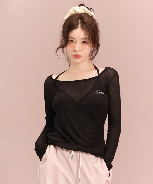 베티붑 시스루 홀터 랩 티셔츠_블랙