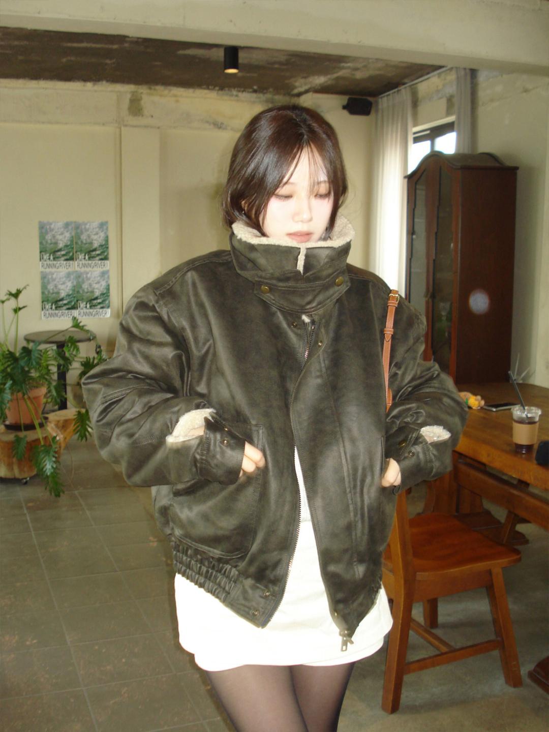 crack warm leather jacket