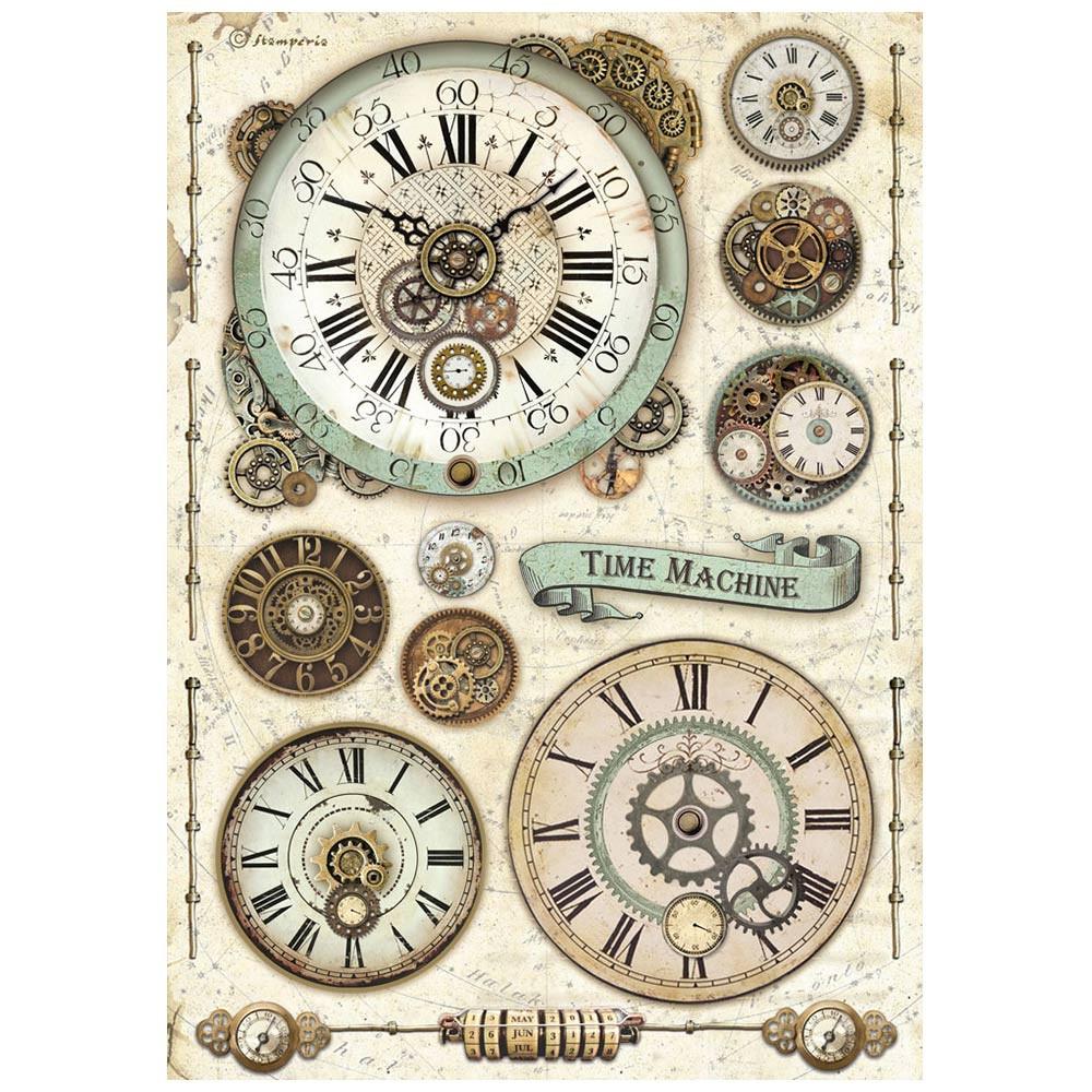 Stamperia 스탬페리아 Voyages Fantastiques clock A4 라이스 페이퍼 Rice paper packed