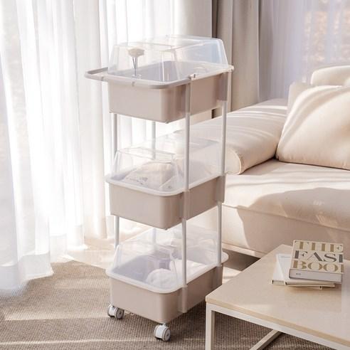 플라팜 2세대 코코맘 기저귀정리함 이동식트롤리 3단 캡형, 웜베이지, 330 x 420 ..., 1개