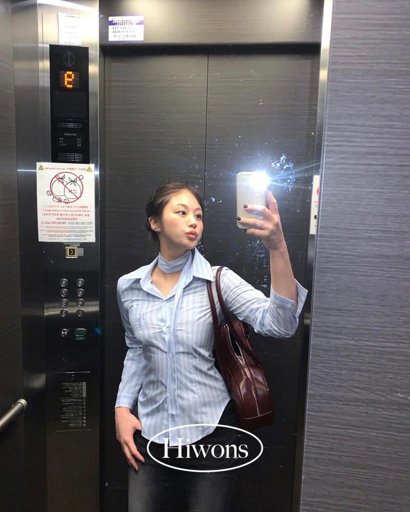 [Hiwons made] 하이원스 여성 스카프 슬림핏 셔츠 4color