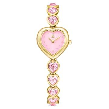 Idyllia Heart 워치, 크리스털 브레이슬릿, 핑크, 골드 톤 피니시