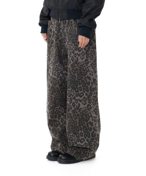 Leopard Pattern Cotton Pants (Purple)