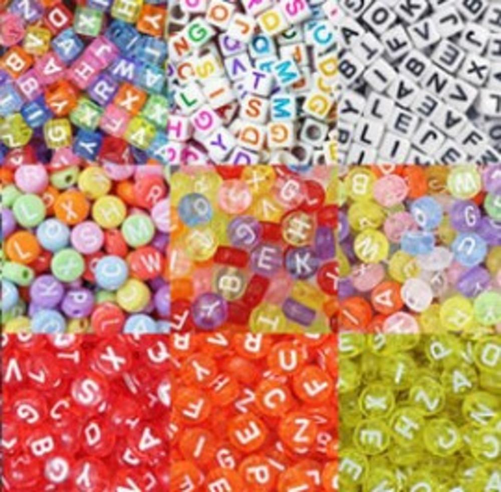 [파랑새97] A - 사각 타입 6mm 사각 화이트 알파벳 원형 이니셜 구슬 팔찌 재료 비즈