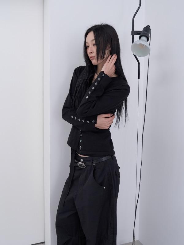 로웨어 regular sleeve button cardigan