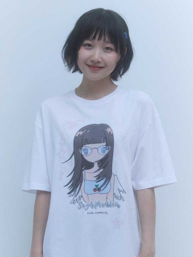 키르시 X 썬원버드 엔젤걸 루즈핏 티셔츠 [화이트]