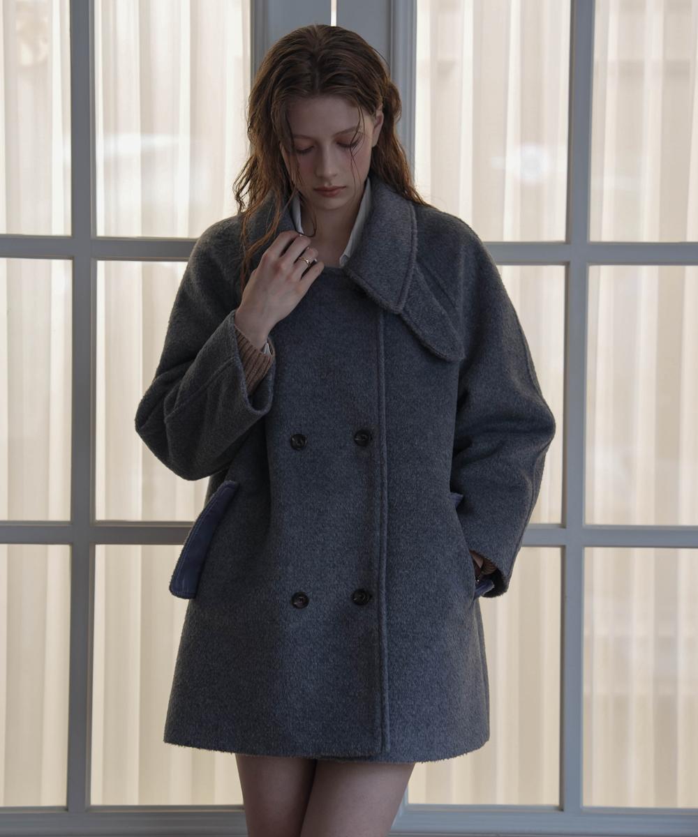 드헤베 [12/12 예약발송] Wool Double Half Coat [Gray]