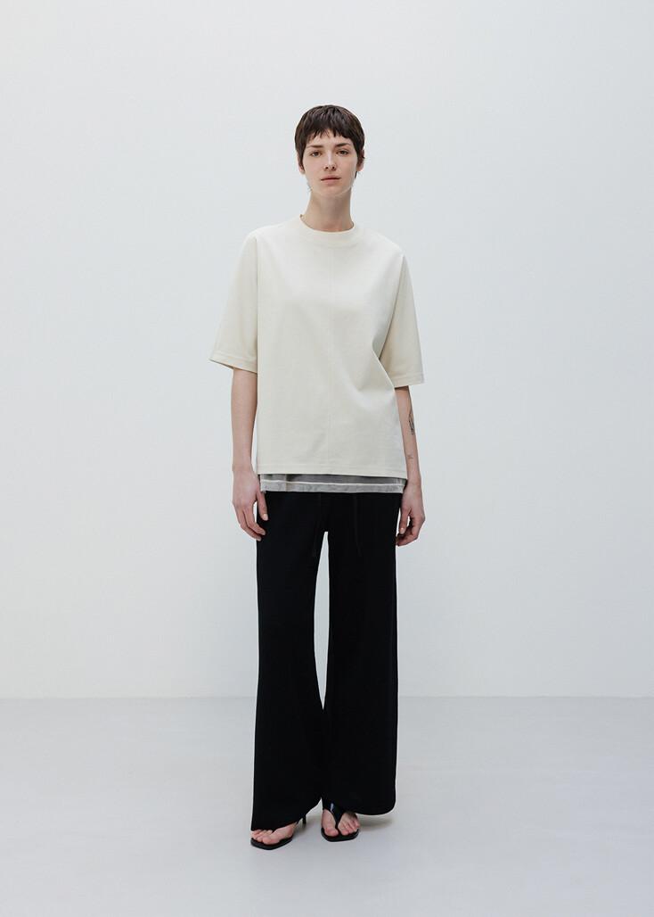 Elastic cotton dolman sleeve T shirts_Misty cove
