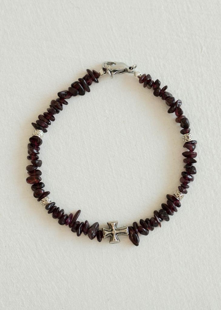 Garnet Cross Bracelet