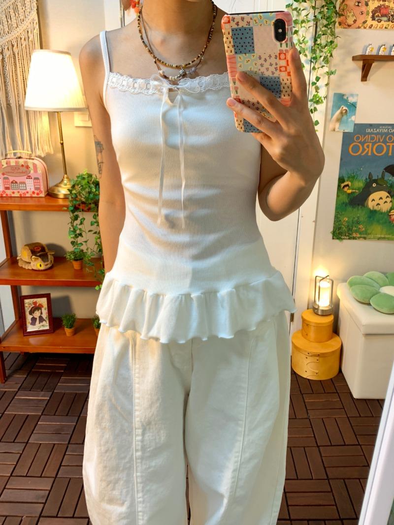 Ballet ribbon sleeveless ( white )